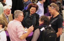 Erin Schuman, Gilles Laurent and Yves Fregnac chatting with the 2014 Nobel Prize winners Edvard Moser and John O' Keefe.