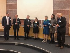 Julijana Gjorgjieva (middle) at the awarding ceremony (photo by Simone Bell, EMBL)